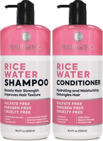 Rice Water Shampoo and Conditioner Set Sulfate Free for Thin and Fine Hair Fuller Thickening Formula for Women and Men With Strengthening Saw Pal