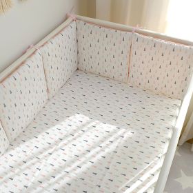 Cartoon embroidered cotton bumper bed (Option: Pink tree)