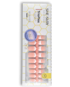 SheSlay Short Square Trio Flex Gel French Tip Nails | Pre-Colored Press-On Nail Extensions (Copy) (Nail shape: Short, Color: Blush)