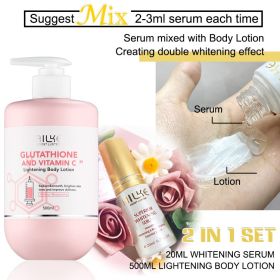 AILKE Whitening Skin Care Cream, Lightening Lotion, Remove Dark Spots With Glutathion, Shea Butter, Moisturizing Body Cream (Color: 2 in 1 Set(LOTION))