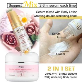 AILKE Whitening Moisturizing Korean Facial And Body Lotion Reduce Melanin Wrinkles Vitamin C Dark Spot Remover Skin Care Cream (Color: 2 in 1 set)
