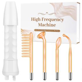 High Frequency Wand 'C Violet Portable Skin Therapy Machine for Anti-Aging - Skin Tightening - Wrinkle Reducing - Dark Circles - 4 in 1 (Color: Red)